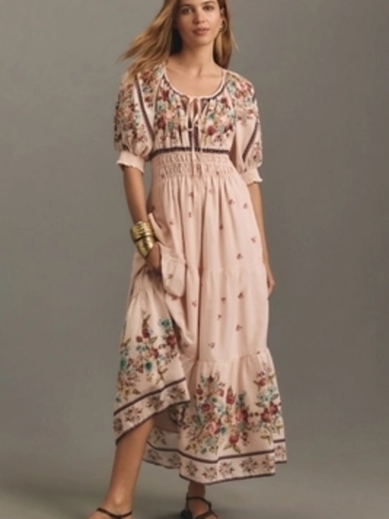 Anthropologie Dresses & Skirts - Nwt 3x Anthropologie Boho Floral Pink Somerset Maxi Dress with Smocked Waist